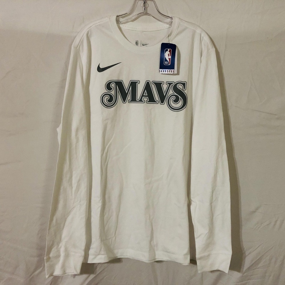 Dallas Mavericks Mavs Shirt Mens XL White NBA Basketball Nike Long Sleeve